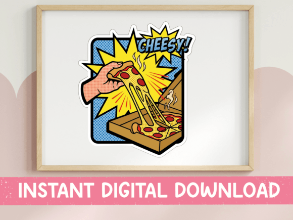 Cheesy Pop Art Pizza Sticker Design Review