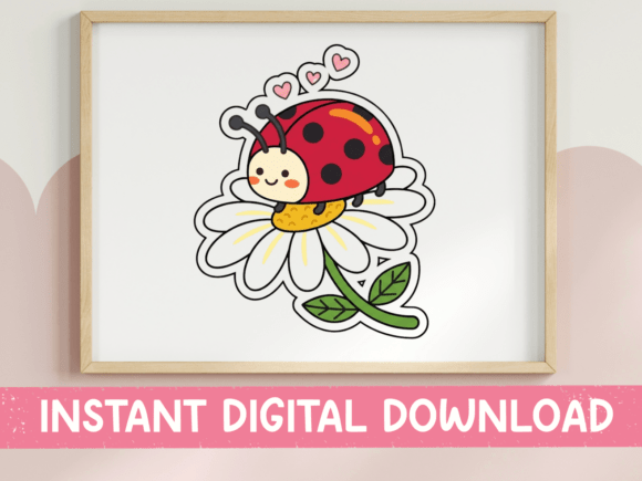 Cute Ladybug on Daisy Flower Sticker: A Designer's Review