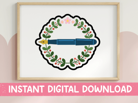 Fountain Pen Floral Wreath Sticker Review