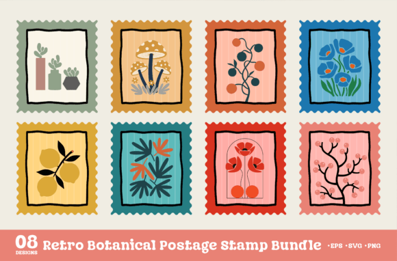Retro Botanical Postage Stamp SVG Bundle Review