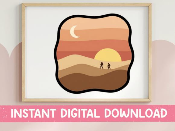 Review: Desert Sunset Hikers Minimalist Sticker Design