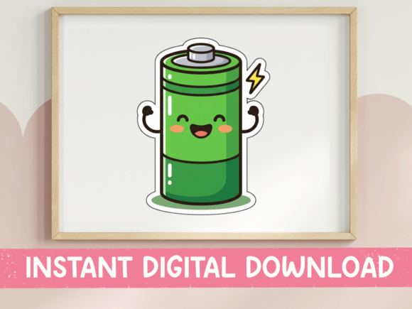 Review: Kawaii Battery Charged Sticker Design for Embroidery