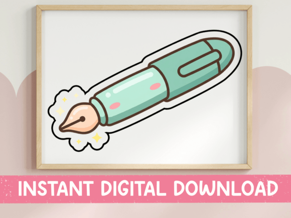 Review: Mint Green Kawaii Fountain Pen Sticker Design