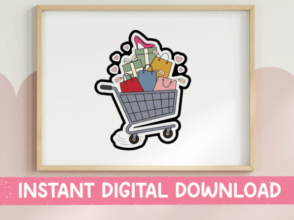 Review: Overflowing Shopping Cart Sticker Design