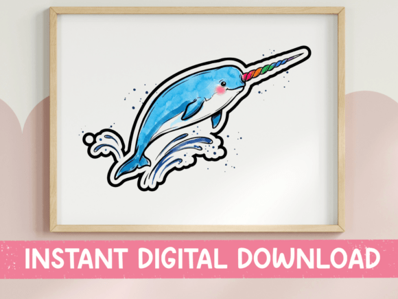 Review: Watercolor Jumping Narwhal Sticker for Embroidery